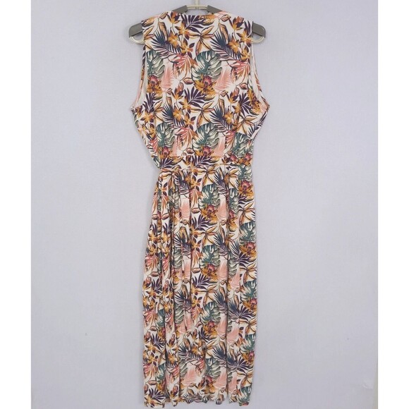 Garnet Hill Maxi Dress Womens Sz 8 Wrap Bohemian Jersey Hippie Sleeveless Floral - Picture 2 of 16